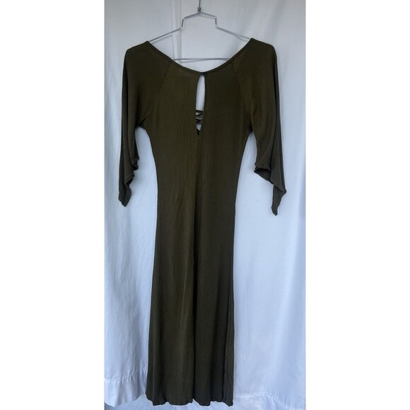 Cleobella Moss Green Lace Up Mini Dress Flare Sleeve Forest Fairy Goblin Witch - Picture 5 of 10